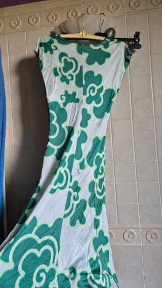 Abito fantasia verde e bianco taglia unica