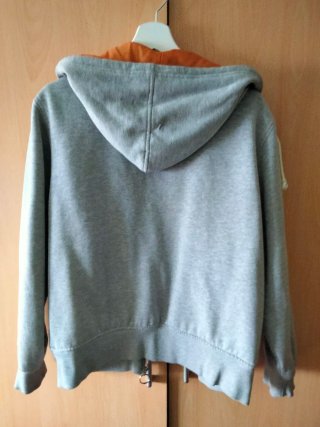 Chaqueta Sudadera Gris con Forro Naranja
