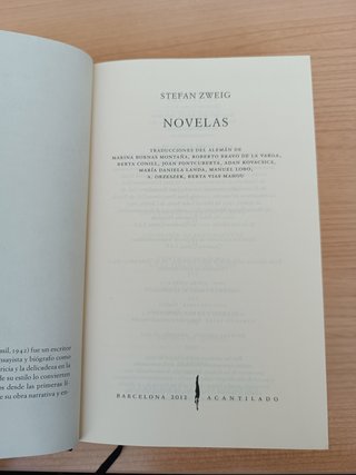 Novelas - Stefan Zweig. Acantilado