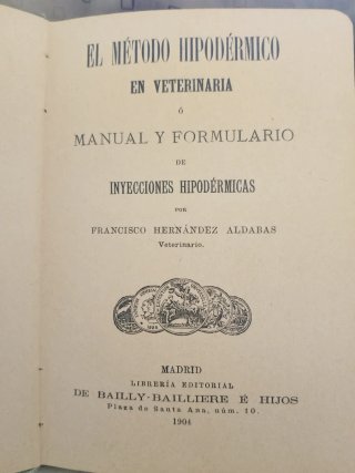 Libro de veterinaria de 1904