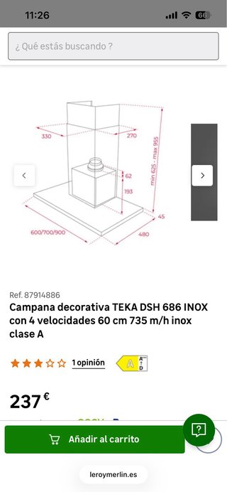 Campana Teka DSH 686 Inox 60cm