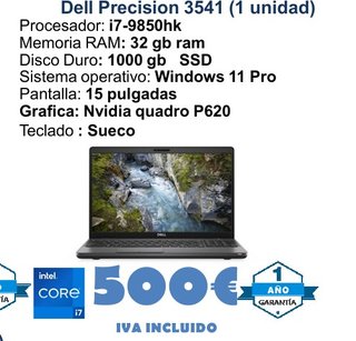 Dell Precision 3541 i7-9850hk 32GB RAM 1TB SSD