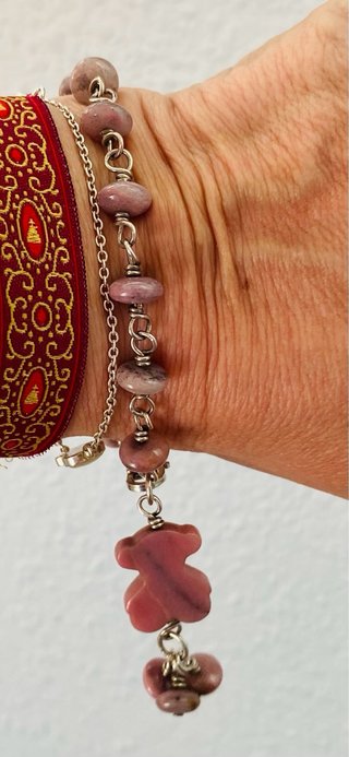Pulsera Tous Oso Rosa y Piedras