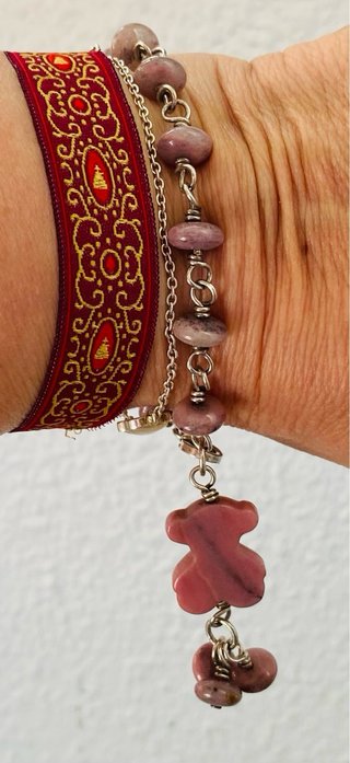 Pulsera Tous Oso Rosa y Piedras