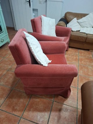 2 Sillones de Pana Aterciopelada Rojos