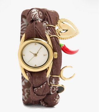 Reloj Parfois Marrón con Pulsera Tela y Charms