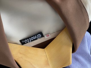 Blusa fluida beige y marrón (Talla 46)