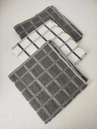 Paños de cocina a cuadros (blanco y gris)