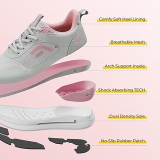 Zapatos Deportivos FitVille Mujer Gris/Rosa Talla