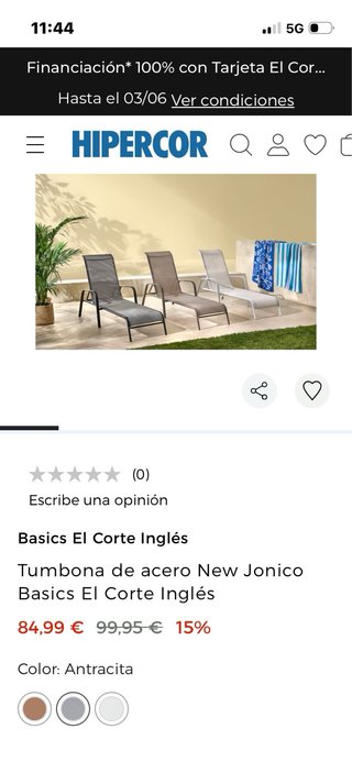Tumbona Beige/Gris Metal/Plástico