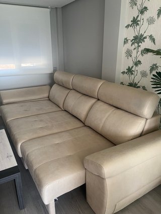 Sofá articulado piel beige 3m