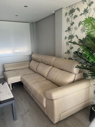 Sofá articulado piel beige 3m