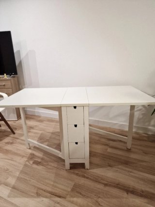 Mesa Ikea Blanca Plegable con Cajones
