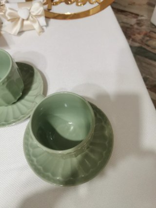 Set 2 Tazze e Piattini Verdi