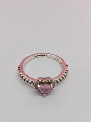 Conjunto Pandora Corazón Rosa y Plata