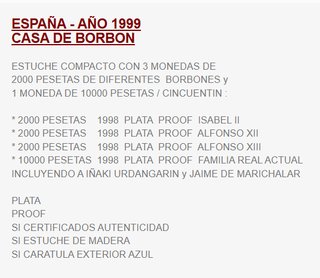 1999 Estuche Monedas FNMT Casa de Borbón Plata