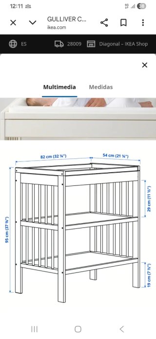 Cambiador bebé. Modelo ikea GULLIVER.