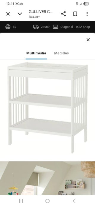 Cambiador bebé. Modelo ikea GULLIVER.