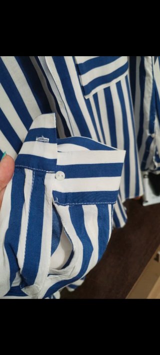 Camisa Pull&Bear Rayas Azul Blanco Talla L