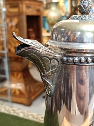 Antigua Chocolatera Francesa Metal Plateado