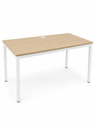 Mesa de oficina Roble y Metal Blanco