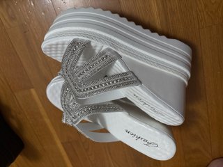 Sandalias Plataforma Blancas con Brillantes