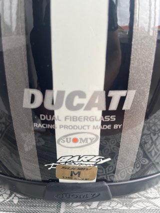 Casco Suomy Ducati Negro Rayas Blancas