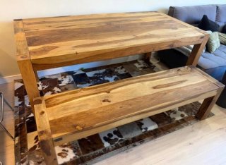 Mesa Comedor Madera Maciza + banco Kare Design