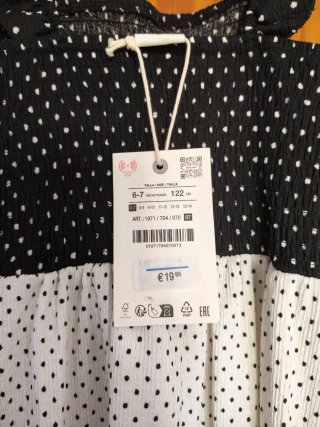Zara Vestido Preto e Branco T.6A Novo