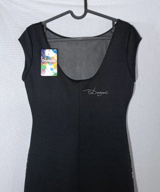 Vestido Desigual Talla S Negro Estampado