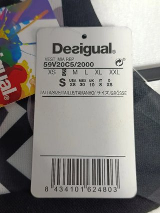 Vestido Desigual Talla S Negro Estampado