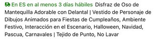 Disfraz Oso Adorable con Delantal Talla M-L