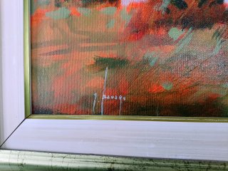 Quadro dipinto a mano ad olio su tela cornice oro