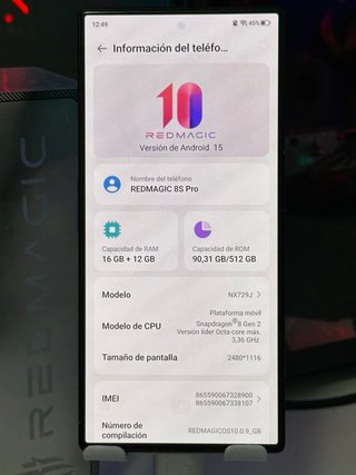 Nubia Red Magic 8S Pro 512GB Negro/Rojo