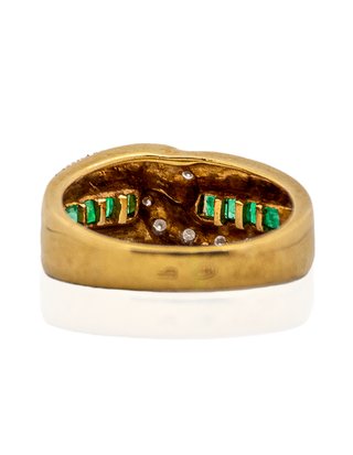 Anillo piedras verdes y diamantes oro - ref.14026