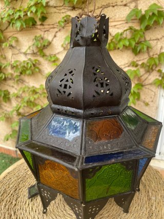 Farol Marroquí Vidrio y Metal