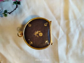 Monedero Joya Vintage Piel y Dorado Retro