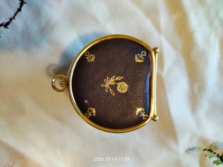 Monedero Joya Vintage Piel y Dorado Retro