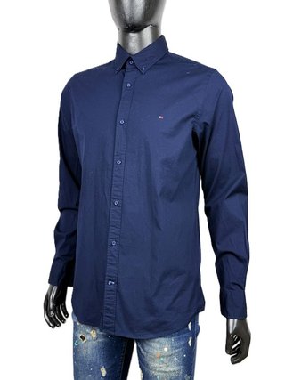 Camicia Tommy Hilfiger Uomo Slim L Blu Elastica