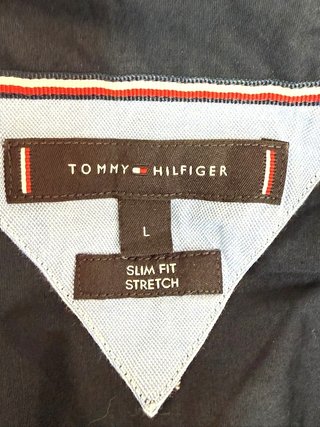 Camicia Tommy Hilfiger Uomo Slim L Blu Elastica