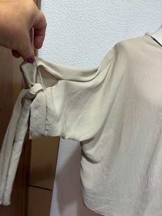 Blusa Beige XXL con Cremallera y Anillas