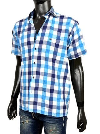 Tommy Hilfiger Camicia Quadri Blu M Uomo Cotone
