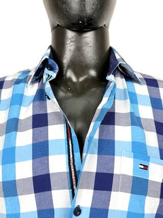 Tommy Hilfiger Camicia Quadri Blu M Uomo Cotone