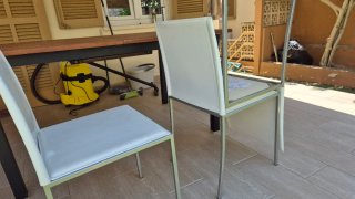 4 Sillas Piel Metal Plata