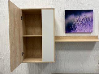 Mueble de salón modular madera y blanco