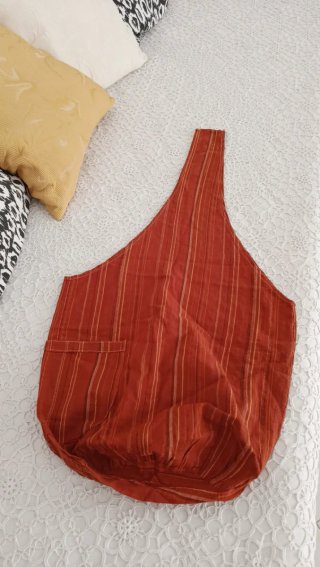 Borsa hobo style cotone righe arancio