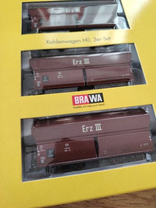 Maqueta Vagones Carbón HO 3er-Set BRAWA