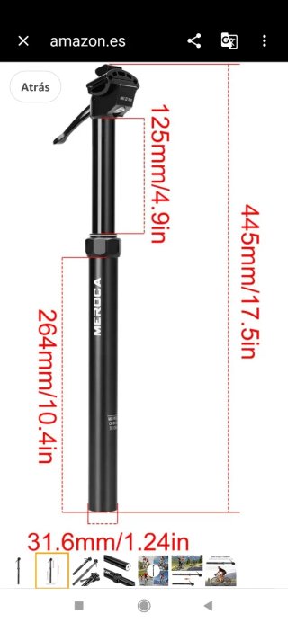 Tija telescópica MEROCA para bicicleta