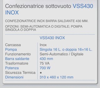 Confezionatrice sottovuoto Super Inox VSS 430