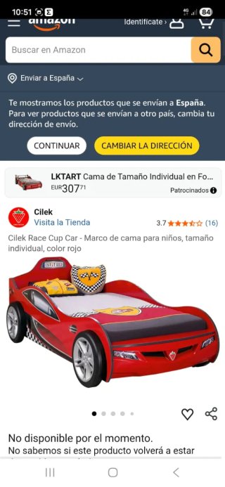 Cama infantil coche rojo